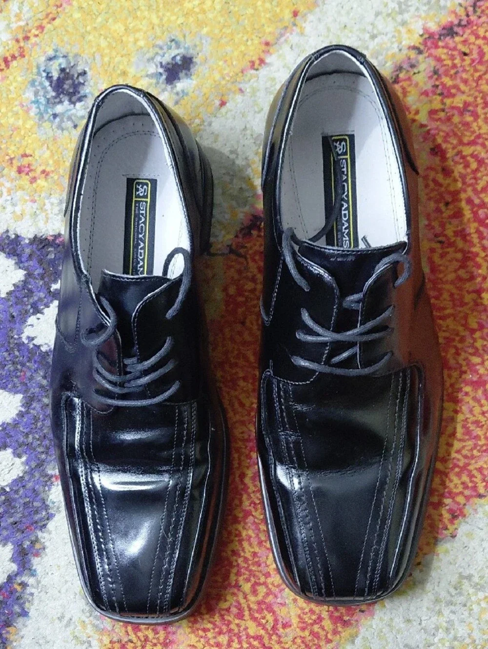 Stacy Adams Shiny Black Lace-Up Dress Oxfords